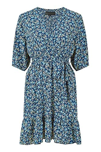 Image of Mela London Mela Blue Ditsy Floral Wrap Skater Dress 16 Blue