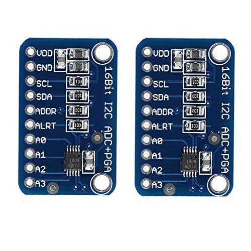 Image of 2Pcs 16 Bit 4 Channel I2C ADC Converter Module with Programmable Gain Amplifier for Analog Signal Processing