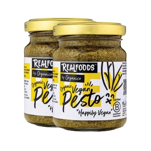 Image of Realfoods by Organico | Organic Vegan Green Pesto – Fresh Basil & Olive Oil, Rich in Flavour, 120g (Pack of 2)