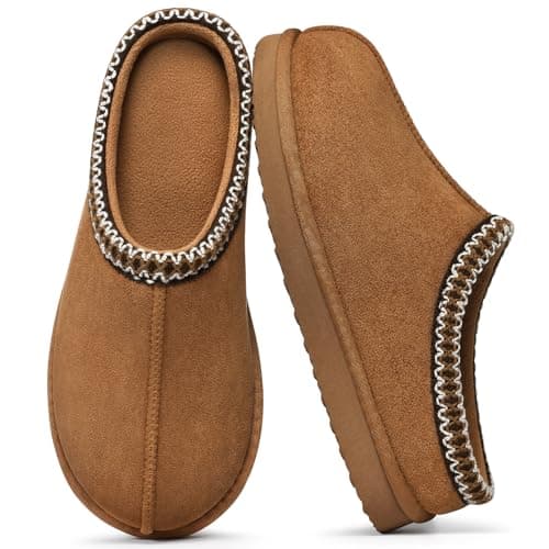 Image of Litfun Memory Foam Slippers for Women Men Cozy Warm House Shoes Indoor and Outdoor, Chestnut Size 5