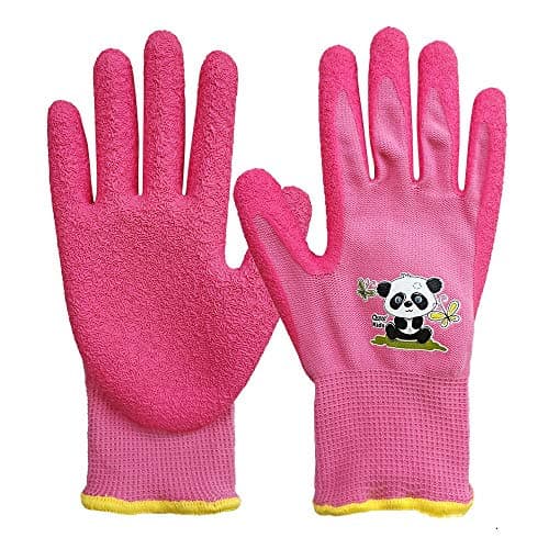 Image of QEARSAFETY 1 Pair 7-9 Years Junior Garden Gloves, Girl Pink,DIY, Outdoors, Knitted Liner,Latex Rubber Coated Palm Water/Dirty Resistance And Grip (7-9 years pink)