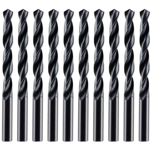 Image of Box Of 10 x 6mm HSS Jobber Drill Bits - Black Roll Forged HSS-R for Carbon + Alloy Steel, Plastics & Wood. DIN338 (6mm x 93mm (15/64"))