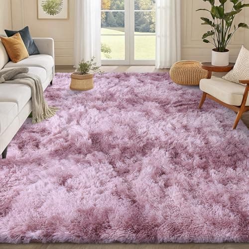 Image of smiry Rugs Living Room 60x100cm, Area Rugs for Bedroom, Machine Washable Anti Slip Soft Fluffy Shaggy Tie-dye Floor Carpet for Kids Girls and Boys, Nursery Room, Dark Pink