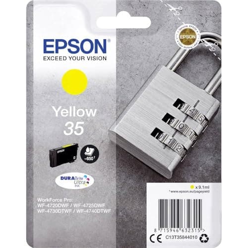 Image of Epson 35 Yellow Padlock Genuine Ink, Claria Photo HD Ink Cartridge