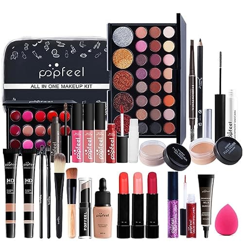 Image of FantasyDay All-in-one Makeup Set Gift Surprise | Full Kit for Women Multipurpose Essential Starter Bundle Include Eyeshadow Palette Lipstick Blush Concealer Face Powder Eyeliner Mascara Brush