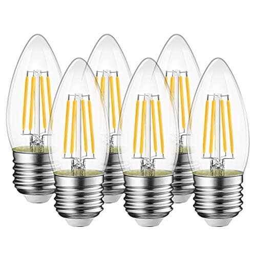 Image of LVWIT 4W LED Filament Bulb E27, 6 Pack, 470Lm, Warm White 2700K C35 LED Candle Light, Equal 40W, Non-Dimmable