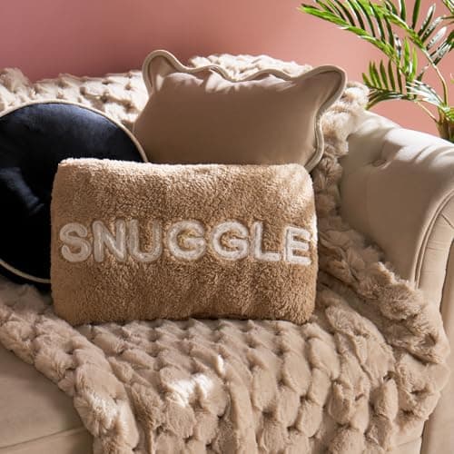 Image of OHS Snuggle Plush Pillow, Ultra Soft Plush Fleece Stuffed Novelty Cushion with Hand Warmer Snuggly Pocket Novelty Pillow for Home Office Gift for Adults Kids, Natural - 15 x 30 x 50cm