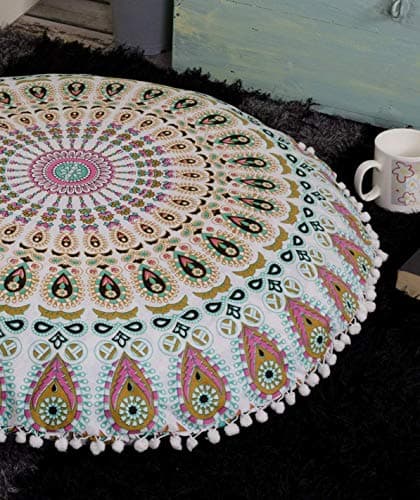 Image of Popular Handicrafts Large Ombre Mandala Floor Cushion Cover - Cushion Cover - Seat Cushion Cover Bohemian Yoga Decoration Floor Cushion 32 Inch Multicolor