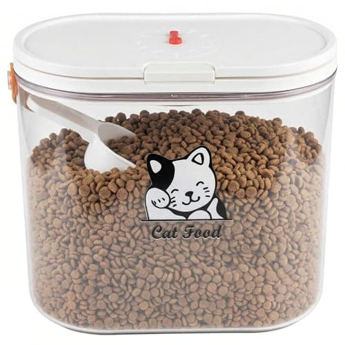 Image of Airtight Pet Food Container With Lid and Scoop - Cat Dog Treat Organizer, BPA Free,Cat Food Storage Containers Time Tracking Food Snack Bucket for Kitchen Counter Storage (6L)