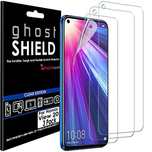 Image of TECHGEAR [Pack of 3] Screen Protectors for Honor View 20 [ghostSHIELD Edition] Genuine Reinforced TPU film Screen Protector Guard Covers with FULL Screen Coverage inc Curved Screen Area