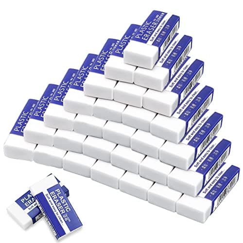 Image of White Plastic Eraser, Soft Arts 2B Eraser, Pack of 30 Erasers for General Use School Offices Sketching Fine Paints