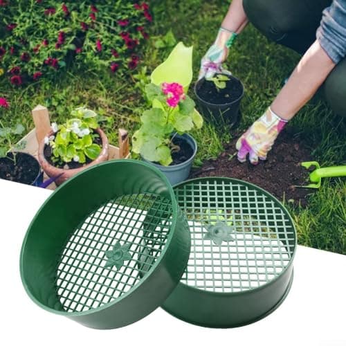 Image of 2 Pcs Garden Sieve for Soil/Sand/Gravel, 16 cm Plastic Compost Sifter with 6 mm Mesh Screen, Lightweight Soil Separator, for Balcony and Outdoor Gardening