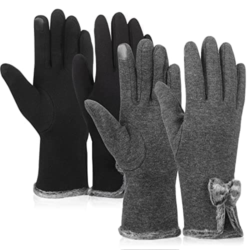 Image of Neer Winter Gloves for Women - Thermal Touchscreen, Full Finger, Windproof, Warm Elegant Driving Gloves - Black and Grey