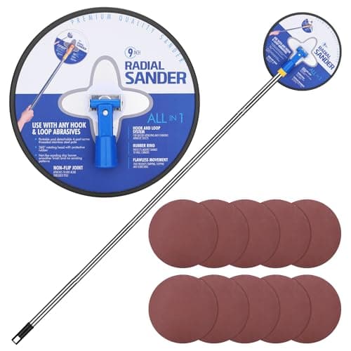 Image of Fentar Drywall Pole Sander Assemblable, 170cm Extension Sanding Pole with 10 Replaceable Sanding Sheets, 360° Rotatable Durable Hand Radial Sander for Effortless Wall and Ceiling Polishing