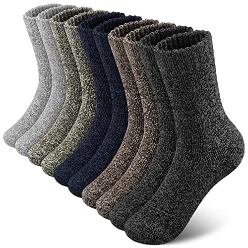 Image of SIMIYA Merino Wool Socks for Men, Winter Thick Hiking Socks, Thermal Breathable Crew Mens Sock for Outdoor Sports, 5 Pairs, UK 7-11