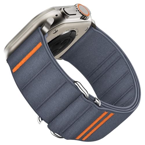 Image of Suitisbest Straps Compatible with Apple Watch Ultra Strap 49mm 46mm 45mm 44mm 42mm, Stretchy Nylon Sport Loop Strap with S-Hook for Apple Watch Ultra 2/ Ultra SE Series 10 9 8 7 6 5 4 3, Blue Grey
