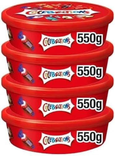 Image of 4 X Celebration Chocolate Tubs 550G Selection, Bulk Sharing Box, Perfect For Christmas