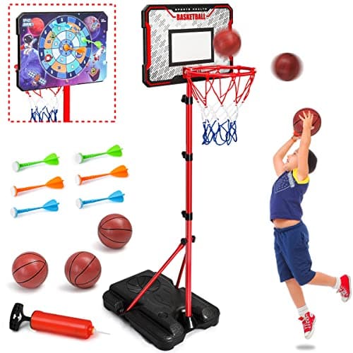 Image of MELAND Kids Basketball Hoop Outdoor, 104-190cm Height Adjustable Stand with 3 Balls, Portable Indoor Outside Sports Toys, Birthday Gifts for 3-10 Year Old Boys Girls