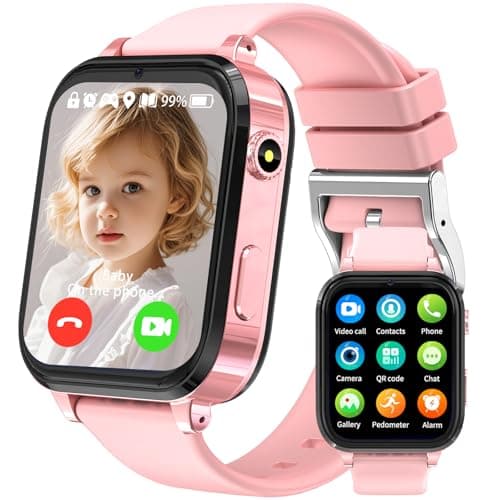 Image of clleylise Kids Smart Watch with GPS Tracker, Smart Watch for Kids & Boys & Girls, 4G Video Call & SOS Ages 5-18, IP68 Waterproof Watch Phone with Games (Pink 4G)