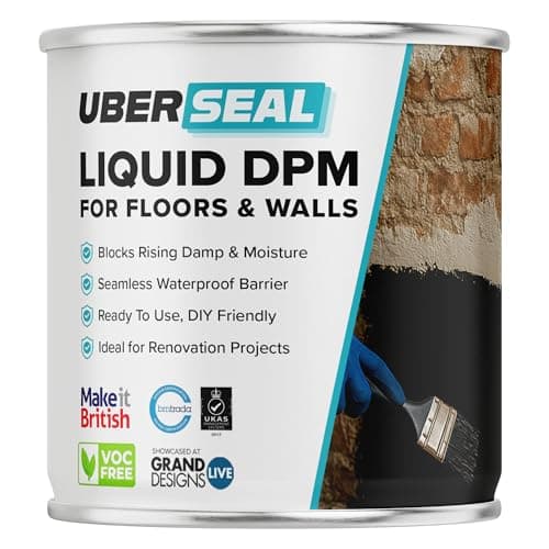Image of Resincoat Uberseal Liquid DPM – Damp Proof Membrane & Waterproof Coating for Floors and Walls – Moisture Barrier for Concrete, Brick, Basements & Foundations (Black, 1L)