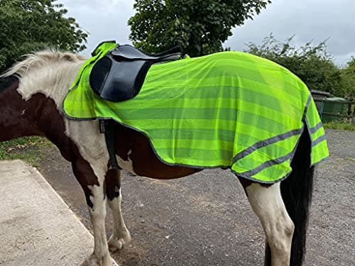 Image of Equipride REFLEX HIND EXERCISE SHEET HI VIZ QUARTER SHEET SADDLE GAP FULL/COB/PONY NEON GREEN (Cob)