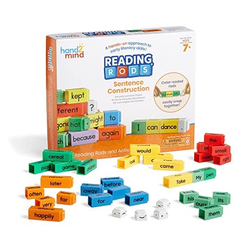 Image of Learning Resources Reading Rods Sentence Construction, Learn to Read, Sentence Building for Kids, Parts of Speech Linking Cubes, Learn to Read Toys, Reading Tools for Kids, Moyen