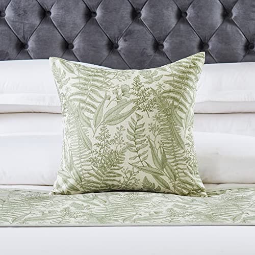 Image of OSVINO Floral Bed Scarf 100% Microfiber Elegant Fade Resistant Bed Runner Bedspread Slipcover Bedding Decor for Wedding Room Bedroom, Green, 2 Pillowcases