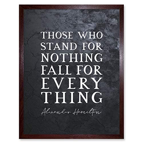 Image of Artery8 Slate Quote Alexander Hamilton Stand Nothing Fall Everything Art Print Framed Poster Wall Decor 12x16 inch