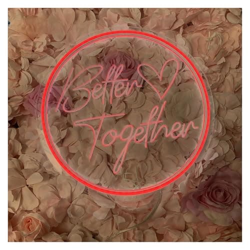 Image of Sign Lamp Better Together Carved Neon Wall Wedding Party Vibe Decoration Personalized Shop Led Luminous Sign with Letters(Red)