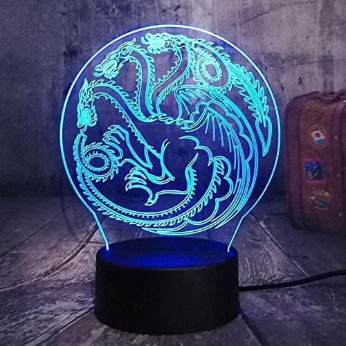 Image of Game TV Drama Thrones A Song of Ice and Fire House Targaryen House Stark 3D LED Night Light USB Table Lamp for Kids Birthday Gift Bedroom Decoration