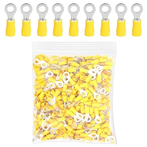 Image of ETOPARS 100Pcs Yellow M10 Ring Wire Connectors 10.5mm Car Ring Insulated Terminal Connector Copper Butt Crimp Connectors 10-12 AWG Crimp Wire Electrical Crimp Cable Connector Kit