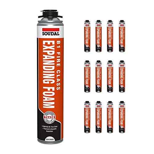Image of 12 x B1 Fire Rated Foam Soudal Gun Grade Expanding Insulating PU Foam 750ml
