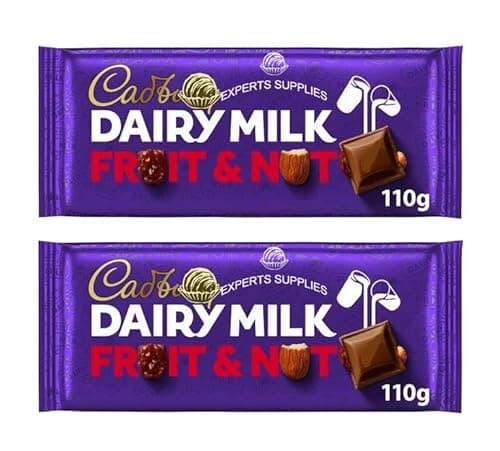 Image of 2 x Cad Dairy Milk Fruit and Nut Chocolate Bar 110g, Milk Chocolate With Fruit and Nuts Suitable For Vegetarians Perfect for Sharing