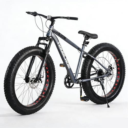 Image of TRIOBLADE 26" Fat Tire Mountain Bike for Adults 7 Speed Snow Bike All-Terrain Full Suspension Mountain Bicycle with Dual Disc Brake 17 Inch Frame Bicycle for Men Women (Grey)