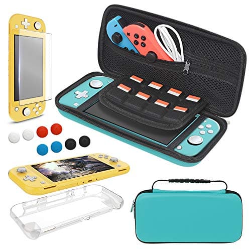 Image of Accessories Bundle Compatible with Nintendo Switch Lite Carry Case & TPU Protective Case Cover & Thumb Grip Covers & Screen Protector - Turquoise