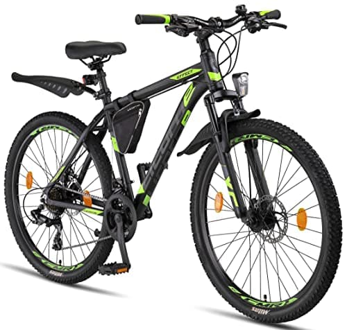 Image of Licorne Bike Effect Premium Mountain Bike 26 inch Wheels Black and Lime ? Bicycle for Boys, Girls, Men and Women ?21 Gear Speed ? Front Suspension Mountain Bike?