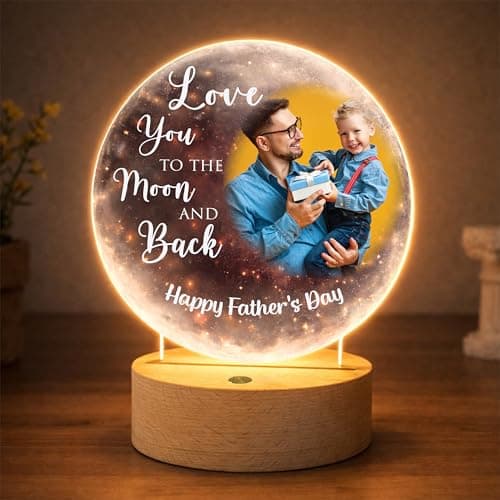 Image of Star Online Personalised Father’s Day Photo Plaque Gift for Dad Custom Acrylic Photo Frame “I Love You to the Moon & Back”, Picture Gift from Daughter or Son