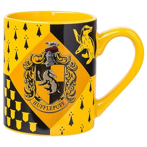 Image of Silver Buffalo HP7432 Harry Potter Hufflepuff House Crest Ceramic Mug, 14-Ounces