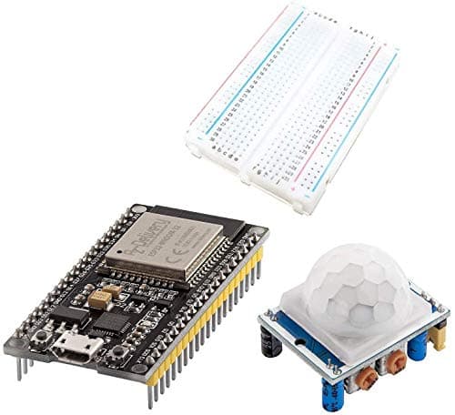 Image of AZDelivery Starter Kit ESP32 Dev Kit C NodeMCU - Compatible with HC-SR501 PIR Motion Sensor Project with Mini Breadboard compatible with Arduino Including E-Book!