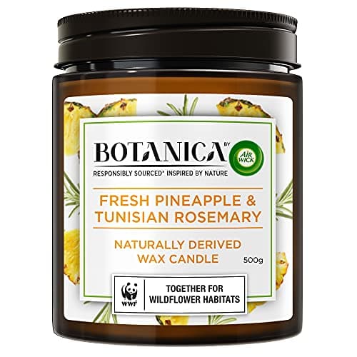 Image of Air Wick Botanica by Air Freshener Naturally Derived Wax Candle, Pineapple and Tunisian Rosemary, 500 g
