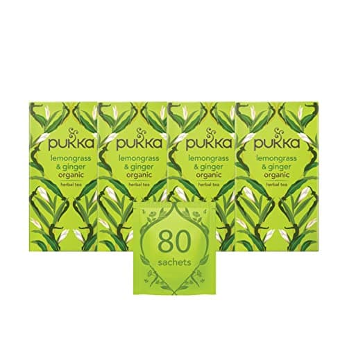 Image of Pukka Herbs | Lemongrass & Ginger Organic Herbal Tea | Lemongrass, Ginger, Lemon Verbena Leaf and Licorice | Perfect For Feeling Strong | 4 Pack | 80 Sachets