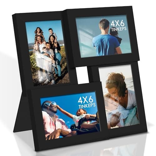 Image of Tinkeps Collage Picture Frames, 4 Frames for 4x6 Photos, 6x4 Photo Frames Multiple Pictures for Wall, Multi Photo Frames for wall, Black