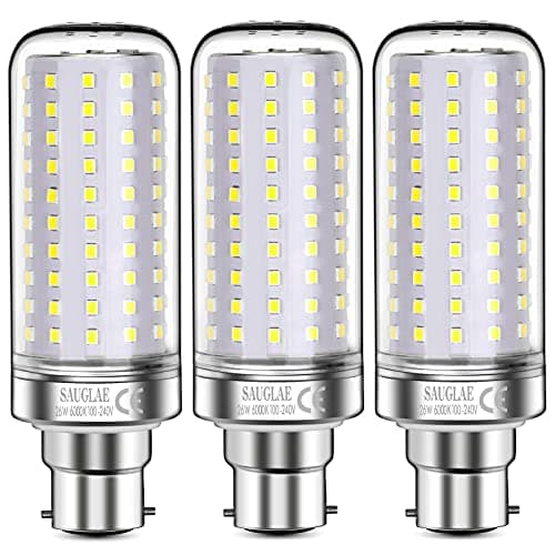 Image of SAUGLAE 26W LED Light Bulbs, 200W Incandescent Bulbs Equivalent, B22d Bayonet Cap, 3000Lm, 6000K Daylight White, Pack of 3