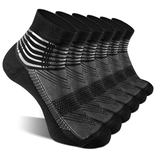 Image of IRAMY Compression Ankle Support Socks Men Running Trainer Women Wicking Cushioned Athletic Plantar Fasciitis Relief 3 Pairs (Black L)