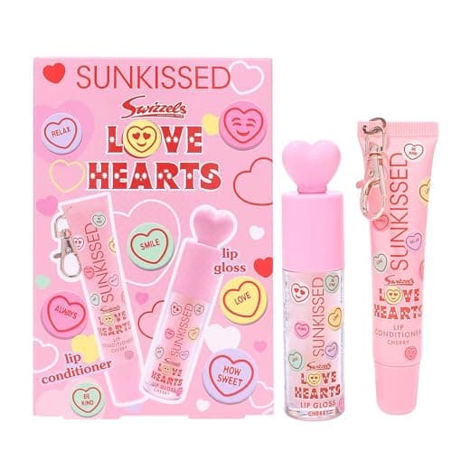 Image of Sunkissed x Love Hearts Lip Gloss & Conditioner Lip Duo Gift Set Cherry