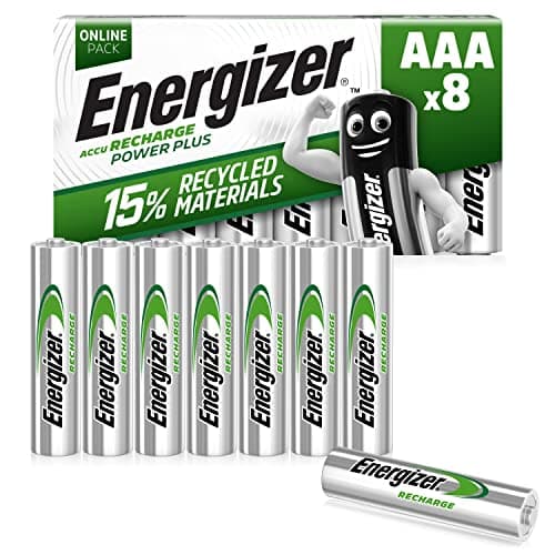 Image of Energizer Recharge Power Plus - Rechargeable AAA Batteries (8 Pack) - 700 mAh NiMH Triple A Battery - 100% Recyclable Plastic Free Packaging
