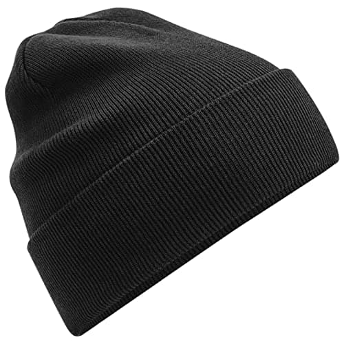 Image of Beechfield Organic Cotton Original Cuffed Beanie - Double Layer Knit - Black