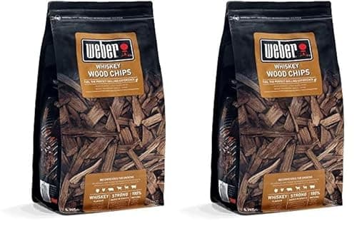 Image of Weber Smoking Chips (700g Pack) - Whiskey, made from whiskey barrels, for vegetables and all types of meat, EU product, sustainably sourced, FSC certified wood (FSC Mix) (17627) (Pack of 2)