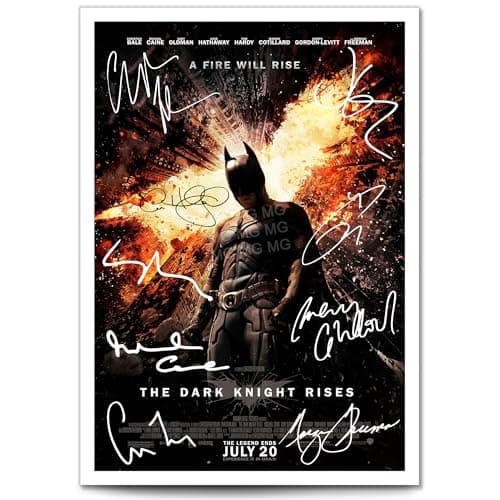 Image of Mounted Gifts Trading The Dark Knight Batman Trilogy All Movie Film Posters Cast Signed A4 Poster Photo Print Framed Autograph Gift Christian Bale Heath Ledger (The Dark Knight Rises A4 poster Only)