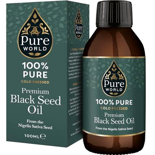 Image of Pure World Black Seed Oil 100ML High Strength Thymoquinone Cold & Freshly Pressed Nigella Sativa. Glass Bottle Kalonji